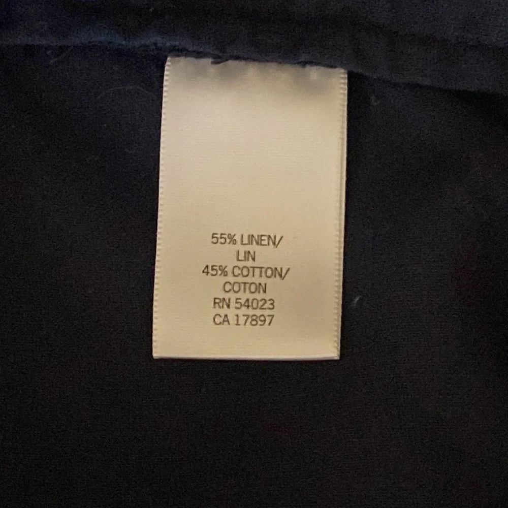 Banana Republic Linen Martin Fit Flat Front Straight Leg Pant, Navy Blue Size 6